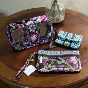Vera Bradley Cosmetic bags and wallet 3pc bundle